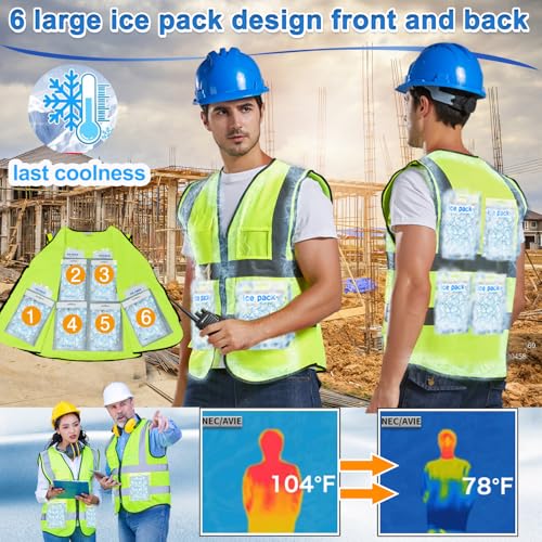 PANGTIKU Ice Cooling Vest for Men Women - Cool Vest with 20 Gel Ice packs Reflective Vest for Hot Weather Work Sport, X-La...