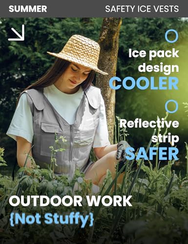 HENNCHEE Cooling Safety Vest for Men & Women, 12PCS Ice Packs, Body Cool Clothing for Hot Weather Outside Workers