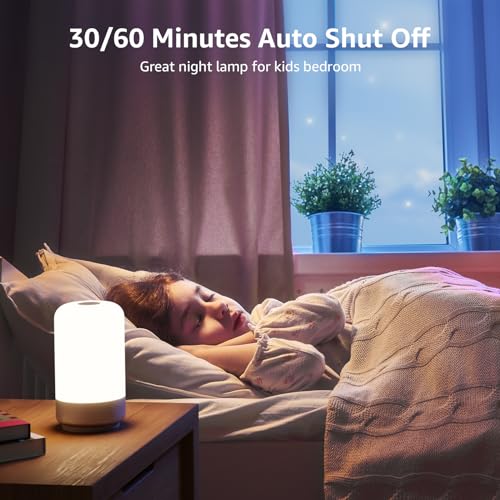 Lepro Table Lamp, Color Changing LED Touch Lamp for Bedroom, RGB and Tunable White 2700K-5700K, 350lm, Dimmable Bedside Nu...