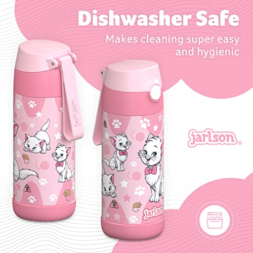 Jarlson® Kids Water Bottle CHARLI [12OZ] - Stainless Steel Thermo Bottle with Straw - Insulated, Spill Proof Waterbottle f...