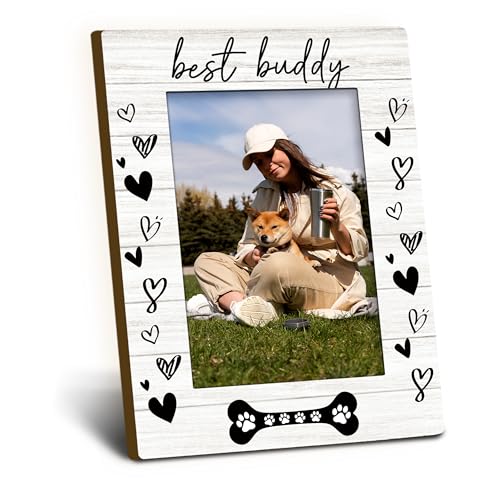 Foyoulame Dog Picture Frame 4x6, Dog Gifts Wooden Picture Frame, Dogs Photo Frames, DogFrame, Gifts for DogLovers, Best Bu...