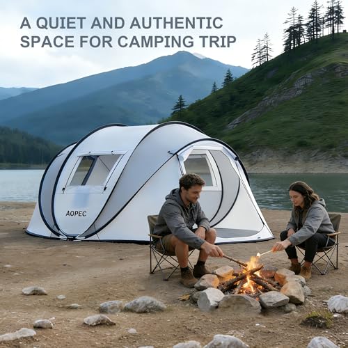 AOPEC Pop Up Camping Tent, 2/4/6 Person Instant Tent Waterproof PU4500mm, Spacious Ventilated Camping Tent with Front Porc...