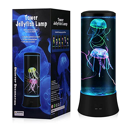 Meloki Floating Jellyfish Lamp - Electric Jelly Fish Light Lamp with Auto Color Changing, Ultra-Quiet Water Pump, Holiday ...