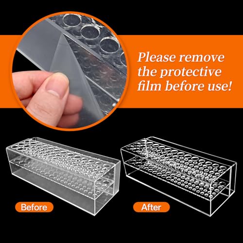 HESHUYU Acrylic Paint Brush Holder 77 Holes and Multi-functional Compartment Paintbrush Organizer Artist Brush Holder Pain...