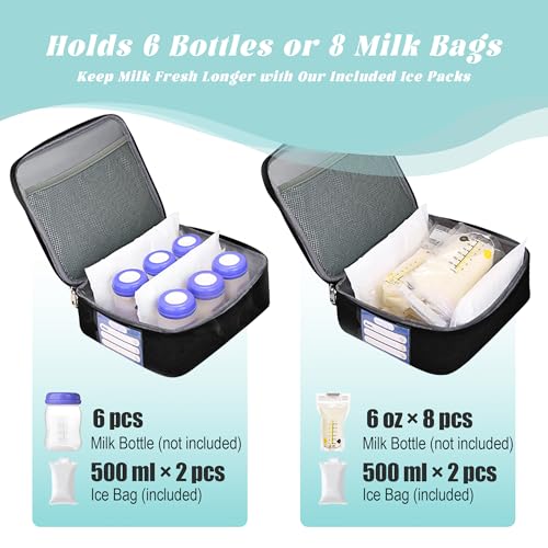 Breast Pump Bag with Insulated Cooler, Double-Layer Pumping Bag for Work & Travel, Fits Most Electric Breast Pumps, Includ...