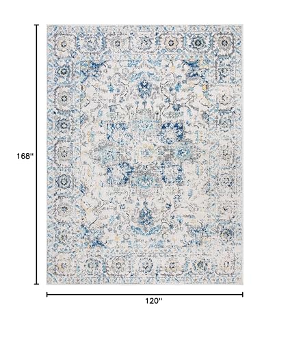 SAFAVIEH Madison Collection Area Rug - 10' x 14', Grey & Ivory, Snowflake Medallion Distressed Design, Non-Shedding & Easy...