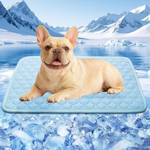 SISROL Cooling Mat for Dogs & Cats, Q-Max>0.5 Arc-Chill Fabric Washable Non-Slip Pet Cooling Pad, Thickened Portable Cooli...