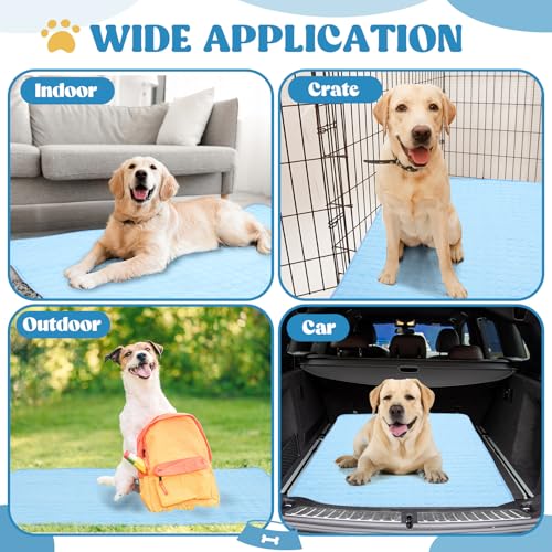 Hillsuren 2 Pack Dog Cooling Mat and Blanket Washable Cooling Pads Pet Throw Blanket Sleeping Kennel Mat with Storage Bag ...