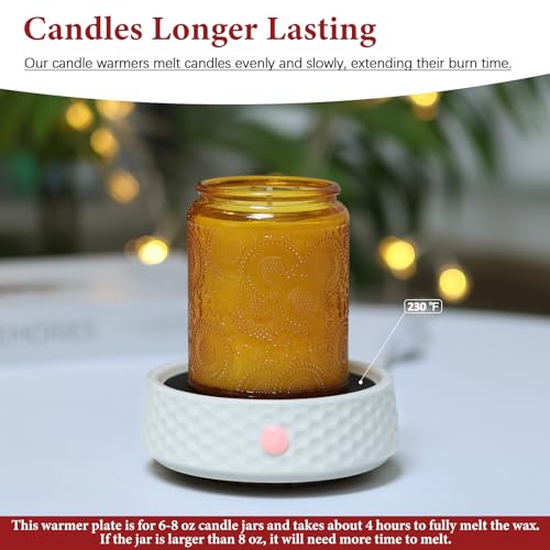 Electric Large Ceramic Candle Warmer Plate - Wax Warmer for Jar Candles, Coffee Mug, Cup - Home Office Aromatherapy Fragra...
