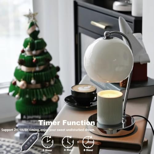 WARMCITY Modern Candle Warmer Lamp, Wide Base Candle Warming Lamp with Timer and Dimmer, Adjustable Wax Burner Light Top D...
