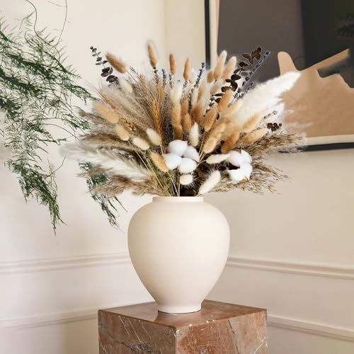 Natural Dried Flower Bouquet - Pampas Grass, Cotton Stems, Bunny Tails, Eucalyptus, Lavender & Wheat - Rustic Boho Decor f...
