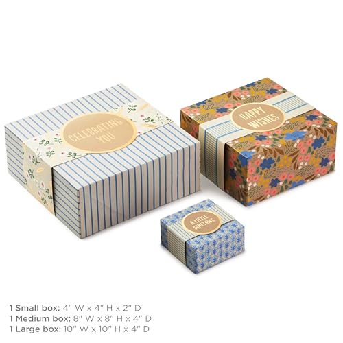 Hallmark Gift Boxes 3-Pack Assorted Sizes (Flowers and Stripes) for Valentine's Day, Birthdays, Bridal Showers, Mother's D...