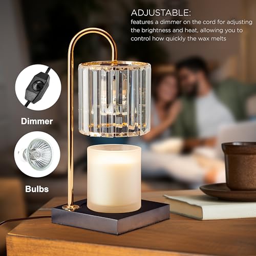 Mikasa 13.8 Inch Clear Glass Shade Electric Candle Warmer with Wood Base - Flameless Candle Melter for Home Decor, Safe Fr...