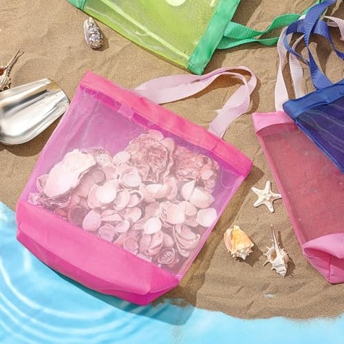 Amylove 11 x 12.9 Inche Mesh Beach Tote Bags Mini Pool Beach Bags Reusable Colorful Polyester for Travel Party Swim Toys