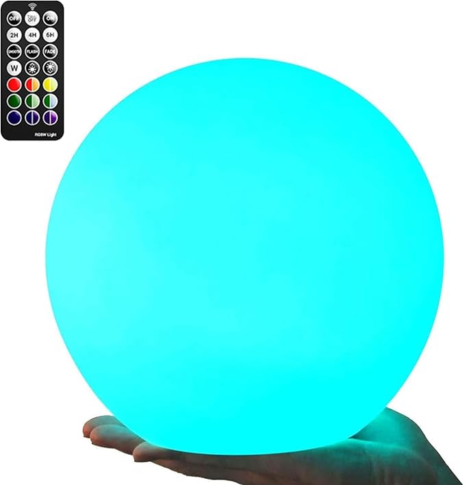 LOFTEK 8-inch LED Night Light Ball: 16 RGB Colors and Dimmable Globe Light with Remote, Upgraded Folding Handle, Seamless ...