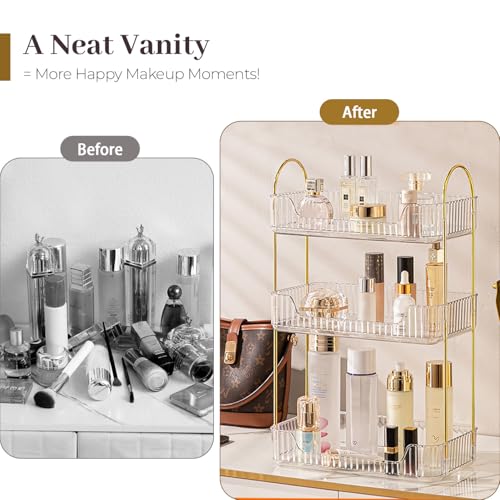 Aveniee Bathroom Counter Organizer, 3 Tier Perfume Skin Care Countertop Storage Shelf, Vanity Makeup Tray for Cosmetic Ski...