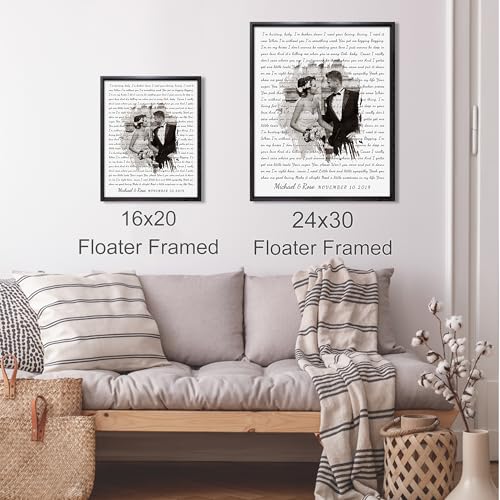 Personalized Music Lyrics Song Canvas/Photo Unframed/Framed Prints Heart in Heart Names Date Upload Photo on Prints Annive...