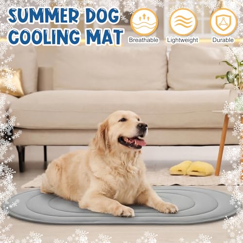 Fiwochic 4 Pack 35" x 19" Cooling Mats for Pet Dog with Storage Bags - Reversible Ice Silk & Velvet Pad Washable Summer Co...