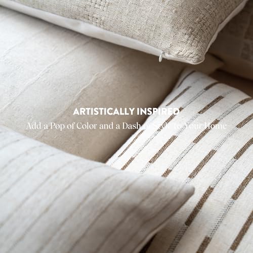 FIOUOVO Decorative Neutral Throw Pillow Covers 20x20 Farmhouse Pillow Covers Cotton Stripe Cushion Covers Home Decor for S...