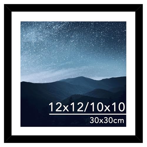 JCJMY 12x12 Picture Frame with Mat for 30 x 30cm Diamond Art Painting, Display Photo 10x10 or 12 x 12 Without Mat, Wall Ha...