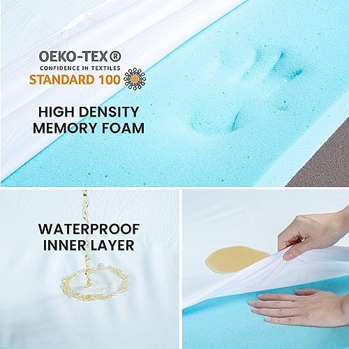 GOHOO PET Orthopedic Memory Foam Bed for Large Dogs, Waterproof Cooling Pet Mats for Crate with Removable Washable Cover,I...