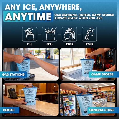 Large Leakproof Ice Bag. Reusable Ice Pack for Cooler - Long Lasting Instant Cooler Ice Packs - Drop in Cubed Ice to Make ...