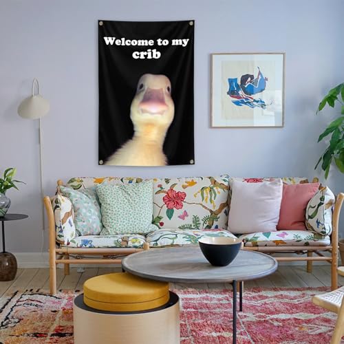 Welcome to My Crib Flag，2x3 Feet Tapestry Funny Poster Durable Man Cave Wall Flag with Brass Grommets room decor for bedro...