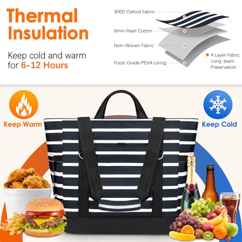 TEUEN Cooler Bag Insulated, Soft Side Cooler, Reusable Grocery Bags with Zipper Closure, Thermal Leakproof Large Insulated...