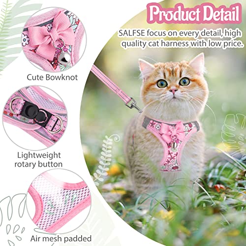 SALFSE Cat Harness and Leash Escape Proof for Walking, Adjustable Soft Kitten Harness with Reflective Straps Step in Cat V...