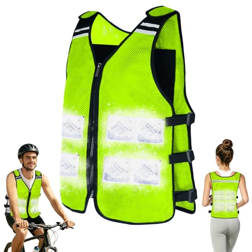 KkaFFe Cooling Vest for Hot Weather, Adjustable Cooling Jacket Safety Vest/Running Lightweight Vest/Reflective Vest/Ice Vest