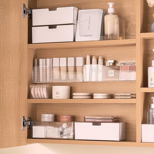 MORNITE Bathroom Medicine Cabinet Organizer Set, Narrow Compact Makeup Shelves Holder for Lipstick, Cosmetic, 2 Pcs Trays ...