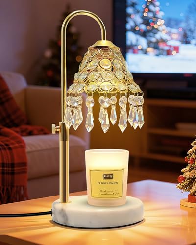 Crystal Candle Warmer Lamp with Timer and Dimmer - 2-in-1 Electric Wax Melt Burner & Dimmable Table Lamp, Adjustable Heigh...
