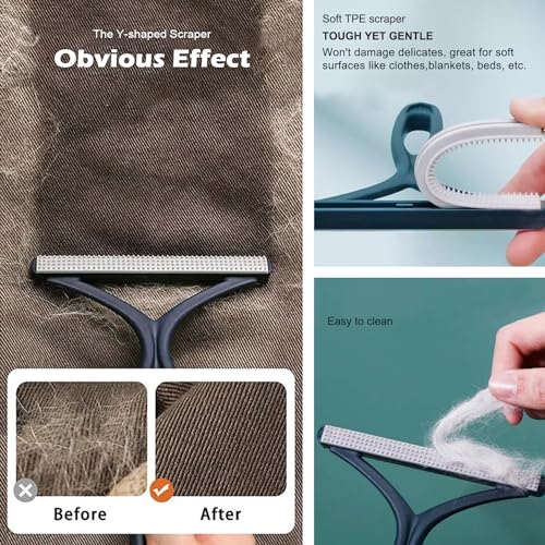 Pet Hair Remover 3-Pack, Dog Cat Hair Remover, Lint Shaver Cleaner Pro, Fur Removal Tool, Portable Carpet Scraper, Fuzz Ro...