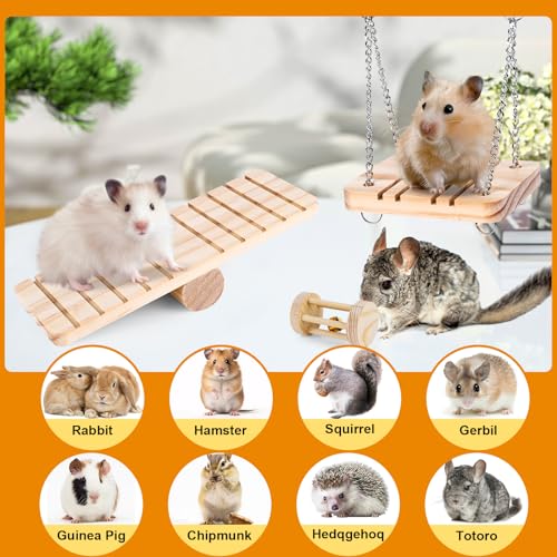 VESPRO Hamster Toys Set, Guinea Pig Toys Small Animal Chewing Toy and Rat Cage Accessories, Chinchillas, Gerbils, Rats, Ra...