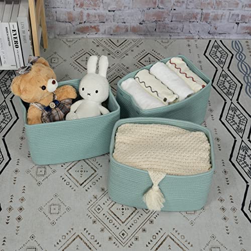 Cotton Rope storage Basket Bins Woven Basket for Organizing Shelves 15X10X9.3" Rectangle Decorative Baskets For storage Cl...