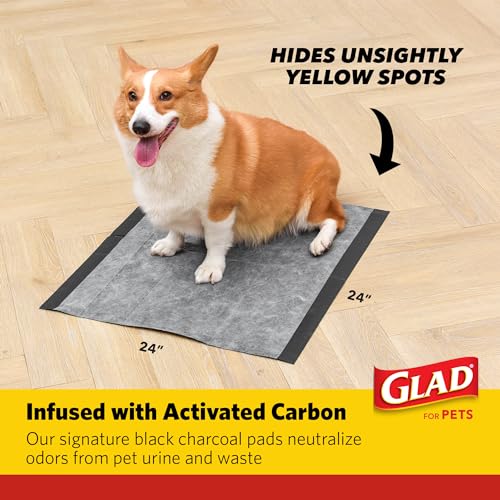 Glad for Pets XL Heavy Duty Activated Carbon Puppy Essentials Training Pads - Zero Odor, Ultra Absorbent Pads for Puppy Po...