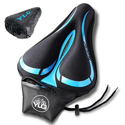 YLG Bike Seat Cover, Memory Foam & Gel Bike Seat Cushion Cover for Men Women, Comfortable Bicycle Seat Cover for Peloton/F...