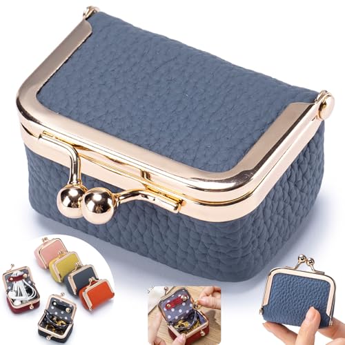 Genuine Leather Mini Jewelry Box - Vintage-Inspired Travel Jewelry Organizer with Kiss Lock, Compact Ring Box for Women, P...