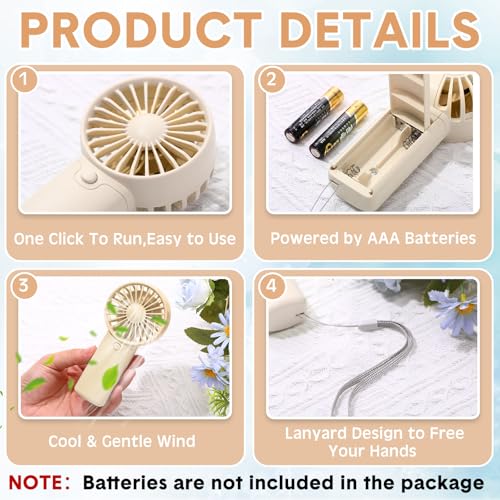 Rossesay 12 Pcs Mini Portable Fan Handheld Battery Operated Portable Small Personal Fans for Summer Beach Indoor Outdoor T...