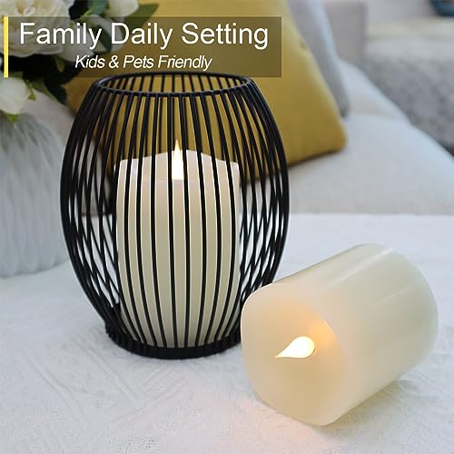 TECHLONG Flameless Candles Battery Operated with Timer, 3D Moving Flame Flickering, Last 600+ Hours Battery Candles, 3" x ...