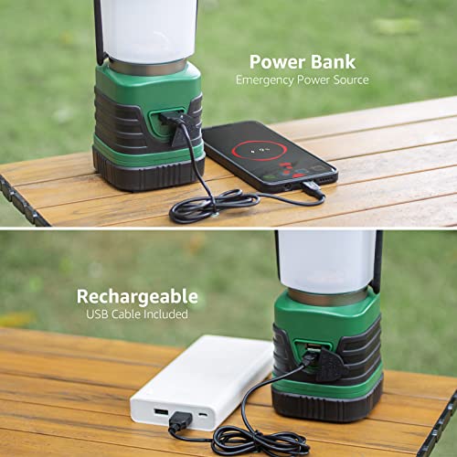 Lighting EVER 1000LM LED Camping Lantern Rechargeable, 4400mAh Power Bank, Camping Essential with 4 Light Modes, IP44 Wate...