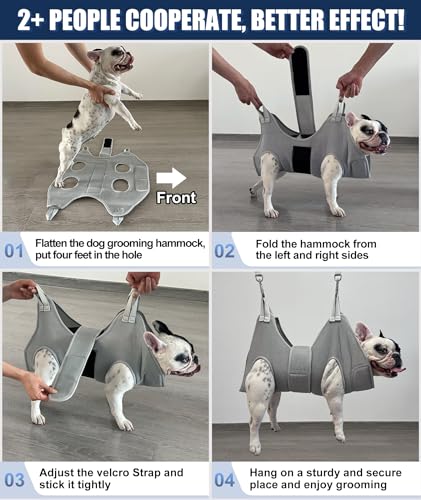 Kkiimatt Dog Grooming Hammock Harness, M-Large Dog Hammock for Nail Trim, Gray Dog Restraint for Nail Clipping,Dog Groomin...