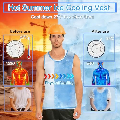 Cooling Vest for Men Women, Ice Vest Cooling Vest, Reusable Ice Pack Vest for Women, Adjustable Cold Coat Fabric Sport Coo...