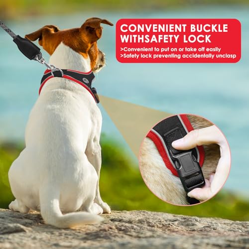 Dog Harness and Leash Set, No Pull Saddle Style Pet Harness, Breathable Mesh Adjustable Reflective Dog Vest for Dogs and C...