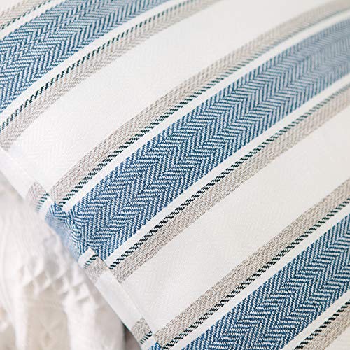 NATUS WEAVER Set of 2,Stripe Pillow Case Soft Linen Rectangle Decorative Throw Cushion Cover Pillowcase with Invisible Zip...