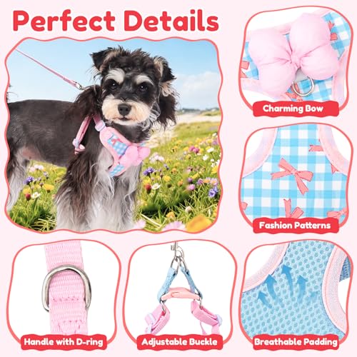 Coppthinktu Dog Harness for Small Sized Dogs, Puppy Cat Harness with Leash Set No Pull Dog Harness Adjustable Reflective S...