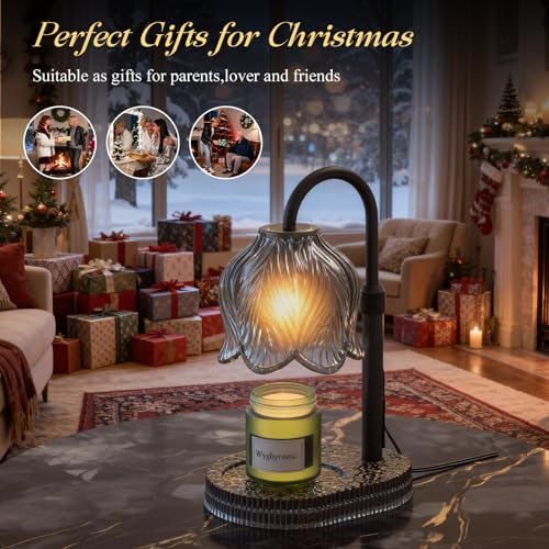 WYghyronic Candle Warmer Lamp with Adjustable Height - Flameless 4-Level Dimmable Wax Warmer, Timer Function & Stylish Des...