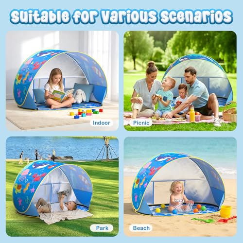 AZDYJL Baby Beach Tent with Pool, Pop Up Beach Tent UV Protection Sun Shelter for Infant Toddlers, Portable Shade Pool Ten...