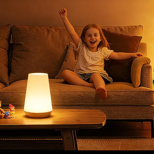 ROYFACC LED Night Light Touch Lamp Bedside Table Lamp for Kids Bedroom Rechargeable Dimmable with Remote Control Warm Whit...