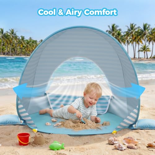 Gorich Pop Up Baby Beach Tent with UPF50+ UV Protection, Portable Toddler Sun Shelter with Mesh Ventilation, Lightweight &...